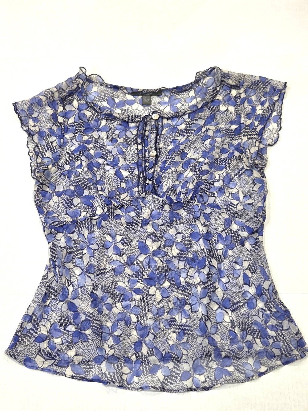 Hula Doll Hawaii 100% Silk Floral Blouse Size Medium